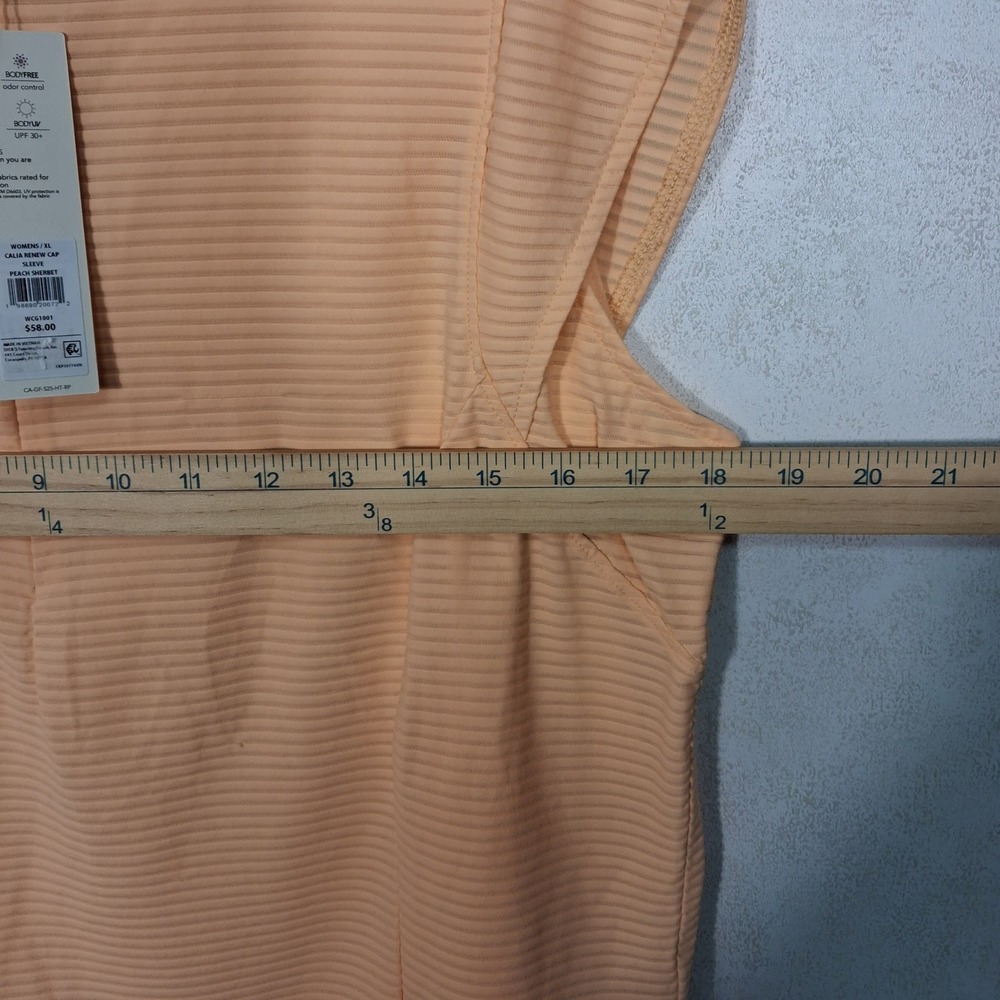CALIA Renew Cap Sleeve Golf Polo Womens XL Peach Sherbet Ribbed Mock Neck Zip - Picture 7 of 7